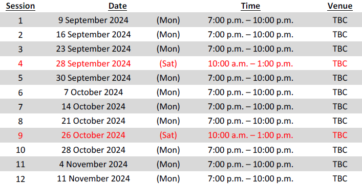 Tentative Lecture Schedule